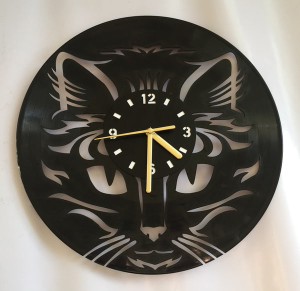 Black Cat Face Wall Clock Animal Wall Clock Design Laser Cut CDR File
