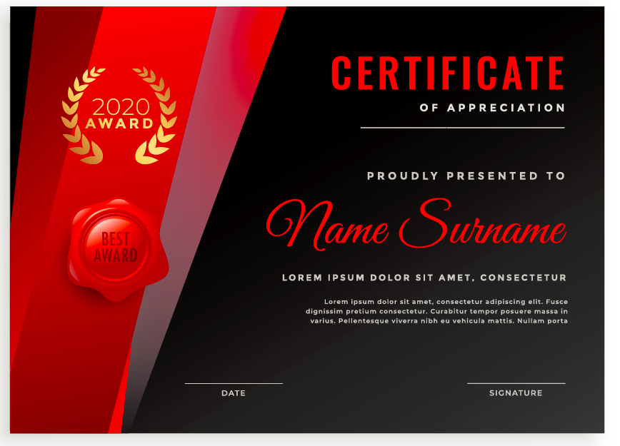 Black Red Certificate Cover Vector File