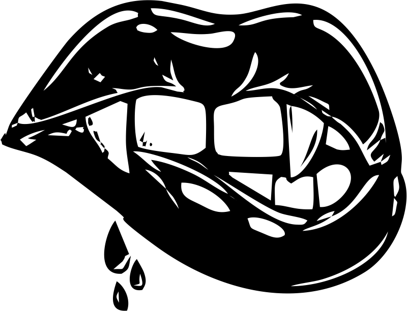 Bleeding Lips silhouette poster design CDR File