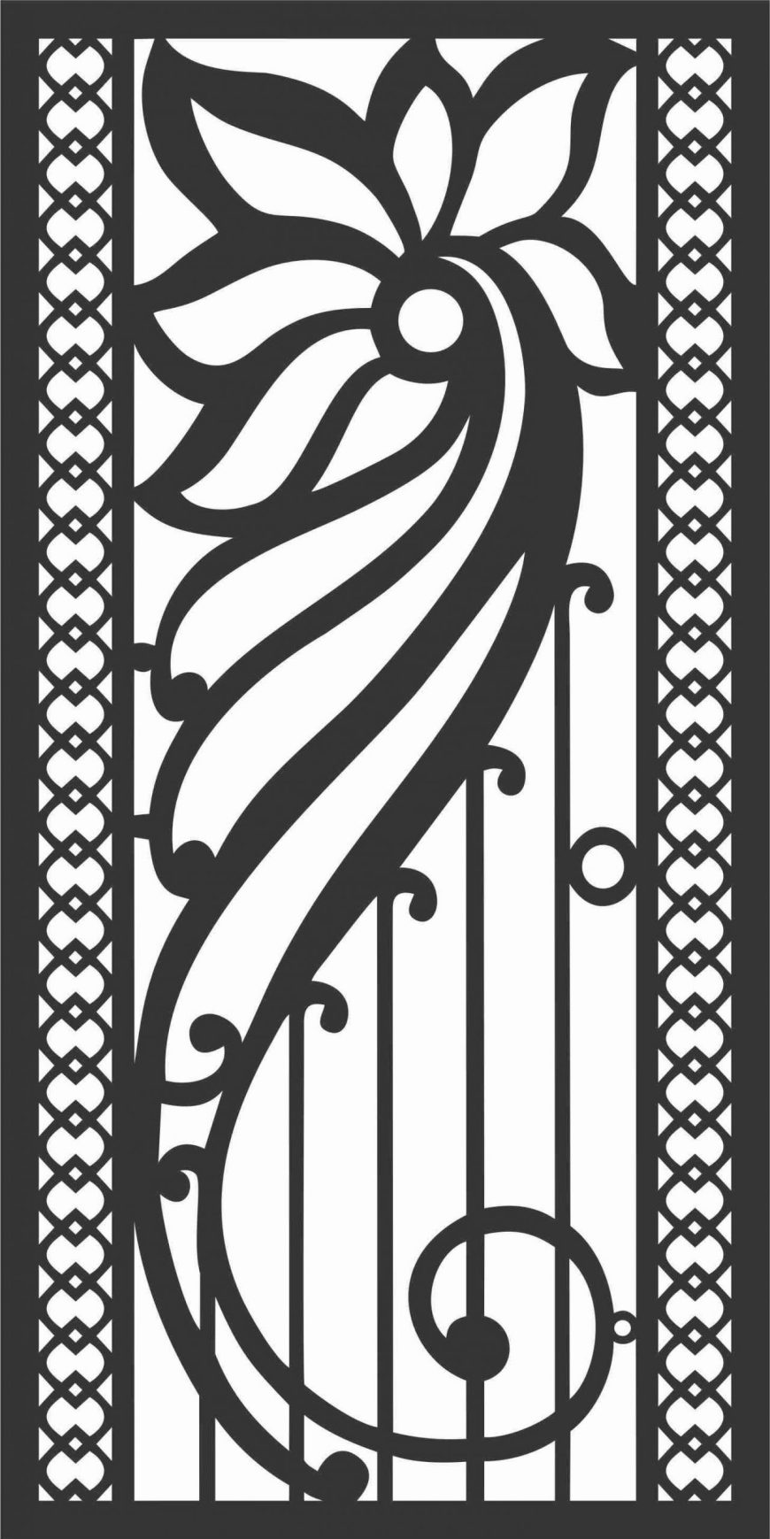 Blooming Insignia Windows Grill Designs Panel ideas DXF File