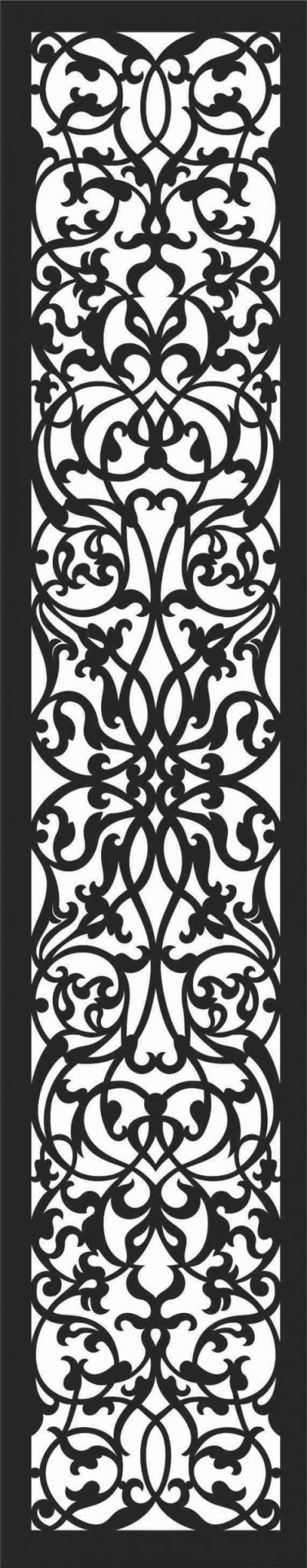 Bloomy Vertical Print Decorative Metal Grilles Screen Panel DXF File