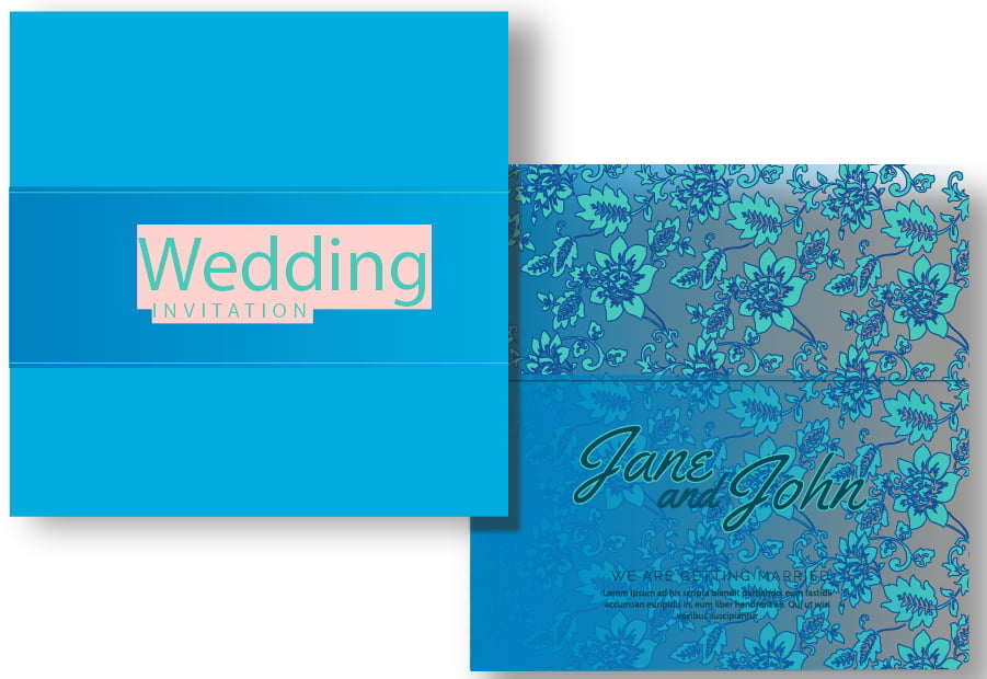 Blue Floral Marriage Invitation Free Vector