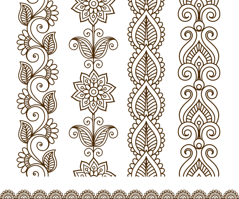 Border Elements In Traditional Mehndi Pattern Laser Cut CDR File