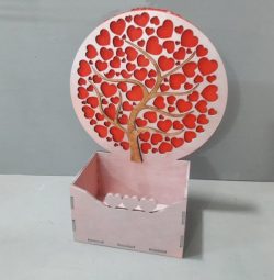 Box With Hearts Tree Laser Cut CNC DXF Vectors File