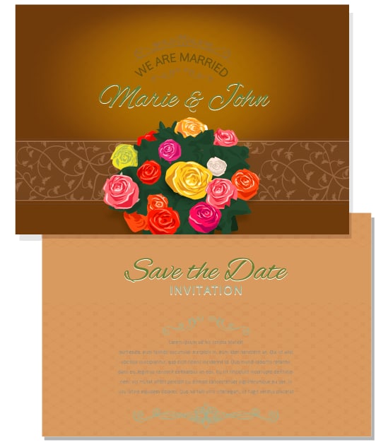 Bunch Flowers Marriage Invitation Card Template Free Vector