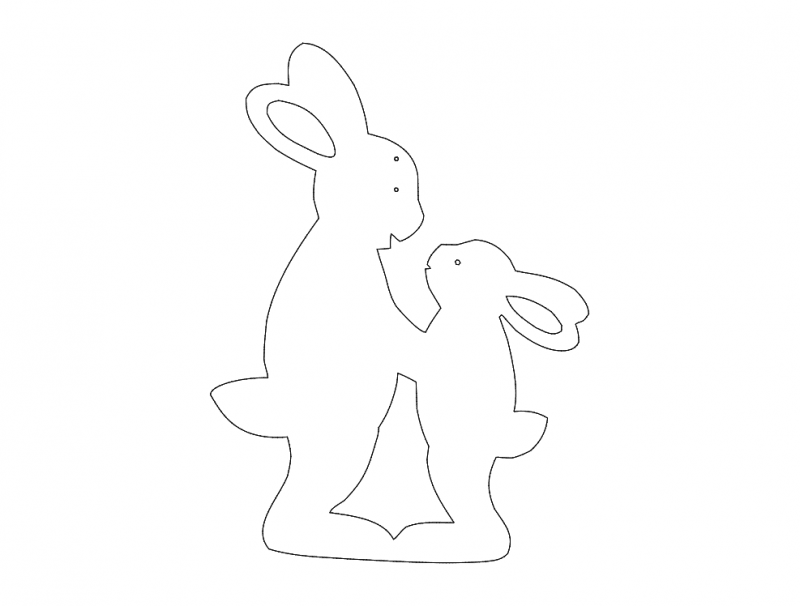 Bunny Family Animal Line Art Drawing Vector DXF File