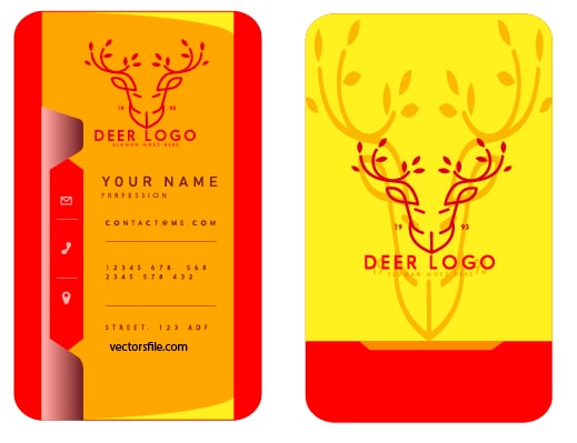 Business Card Logotype Reindeer Head Sketch Symmetric Handdrawn Vector File