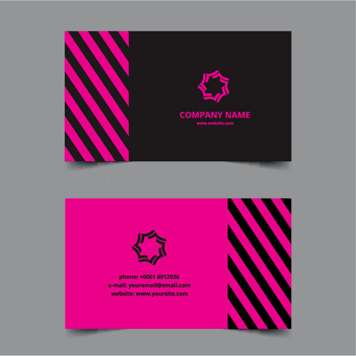 Business Card Template Black and Pink Color Free Vector