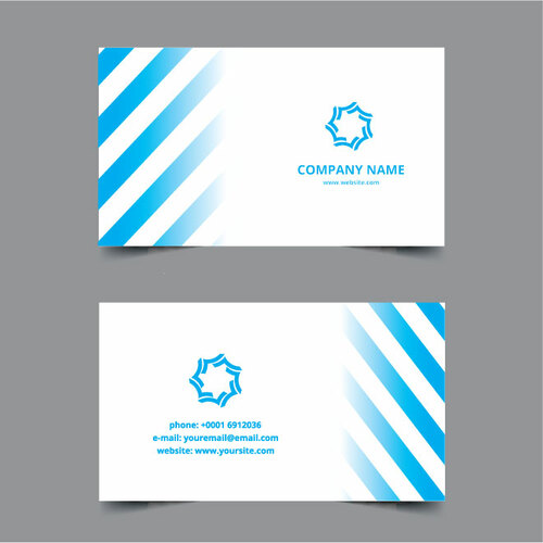 Business Card Template Blue Stripes Free Vector