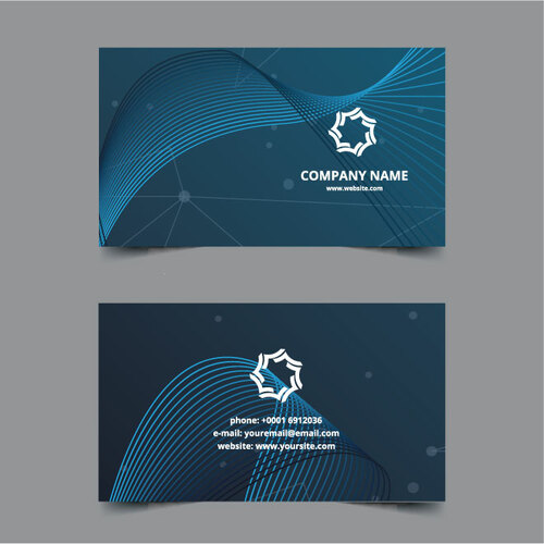 Business Card Template Blue Theme Free Vector
