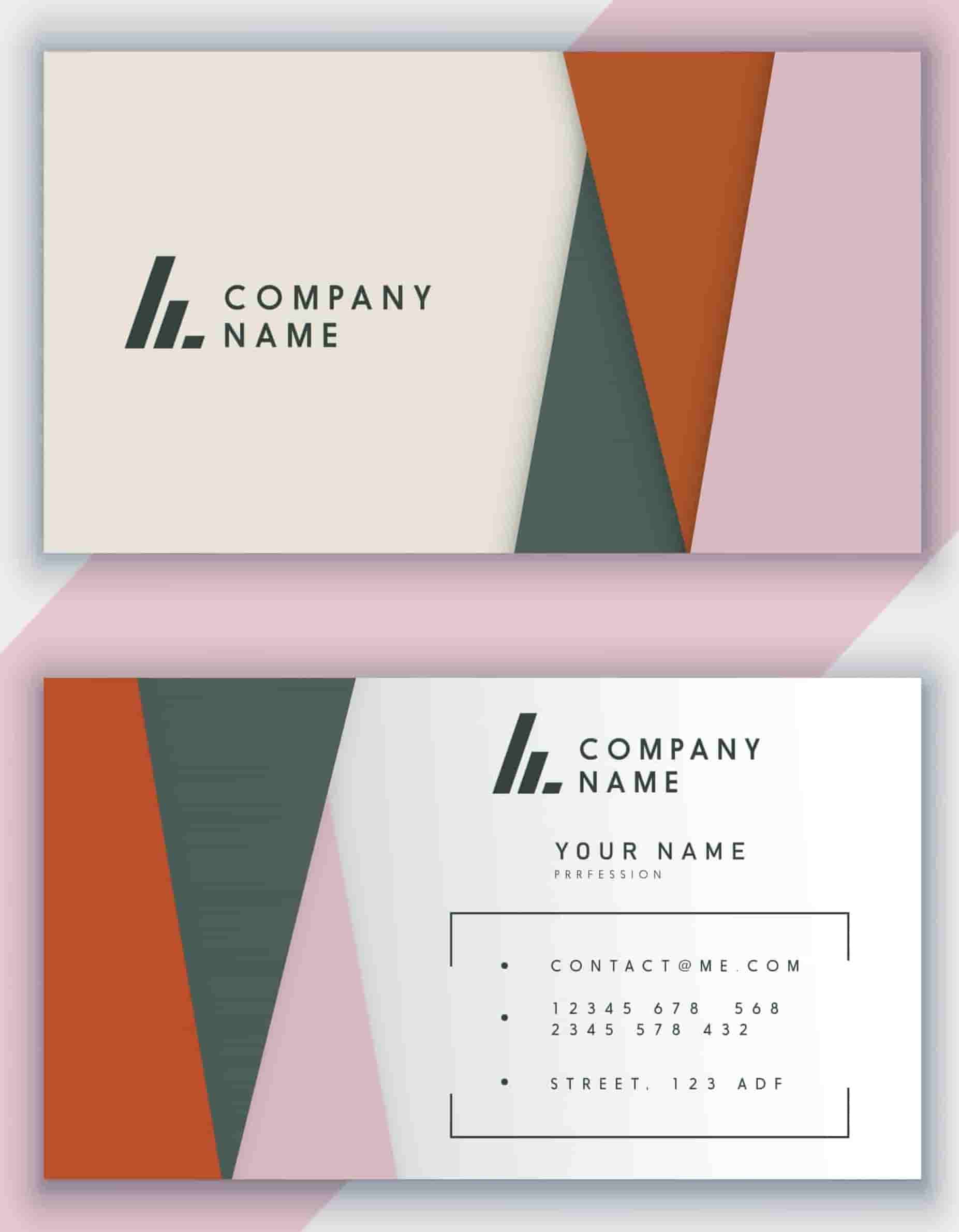 Business Card Template Classic Flat Colorful Geometric Decor Vector File