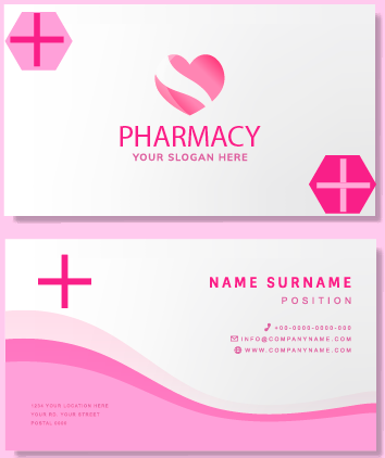 Business Card Template Design for Pharmacy Free Vector
