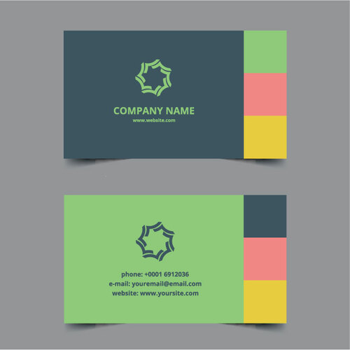 Business Card Template Green Colors Free Vector