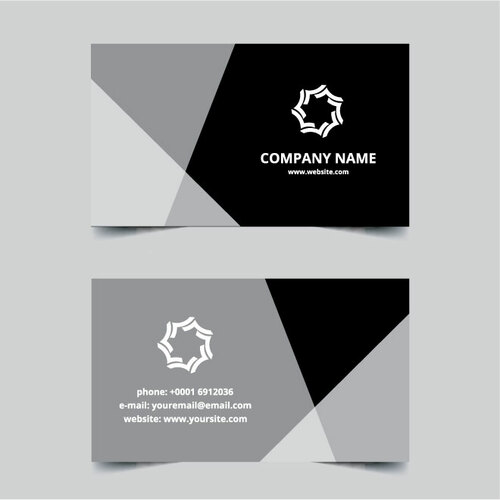 Business Card Template Grey and Black Free Vector