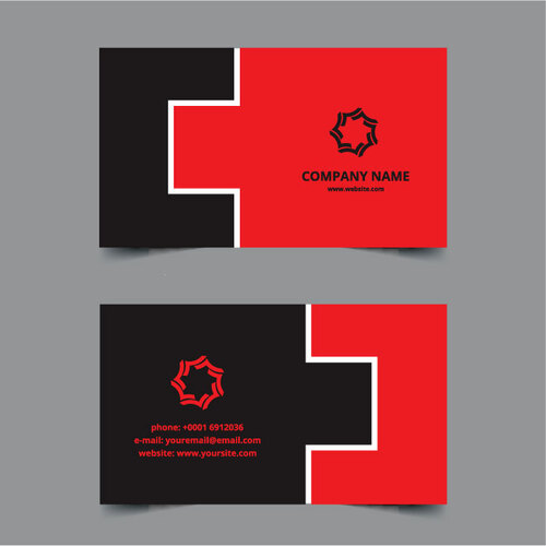 Business Card Template Red and Black Free Vector