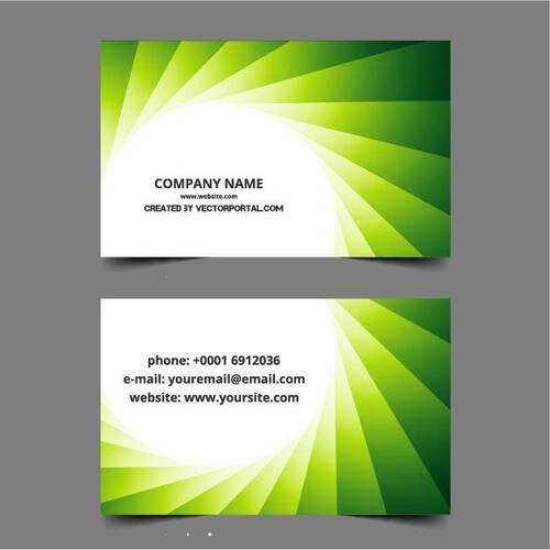 Business Card Template with Green Design Free Vector