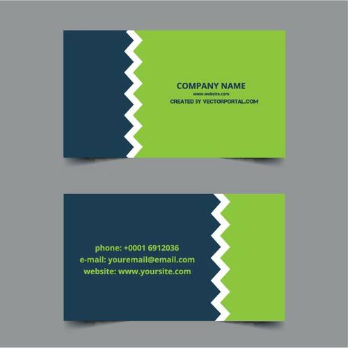 Business Card Template with Green Element Free Vector
