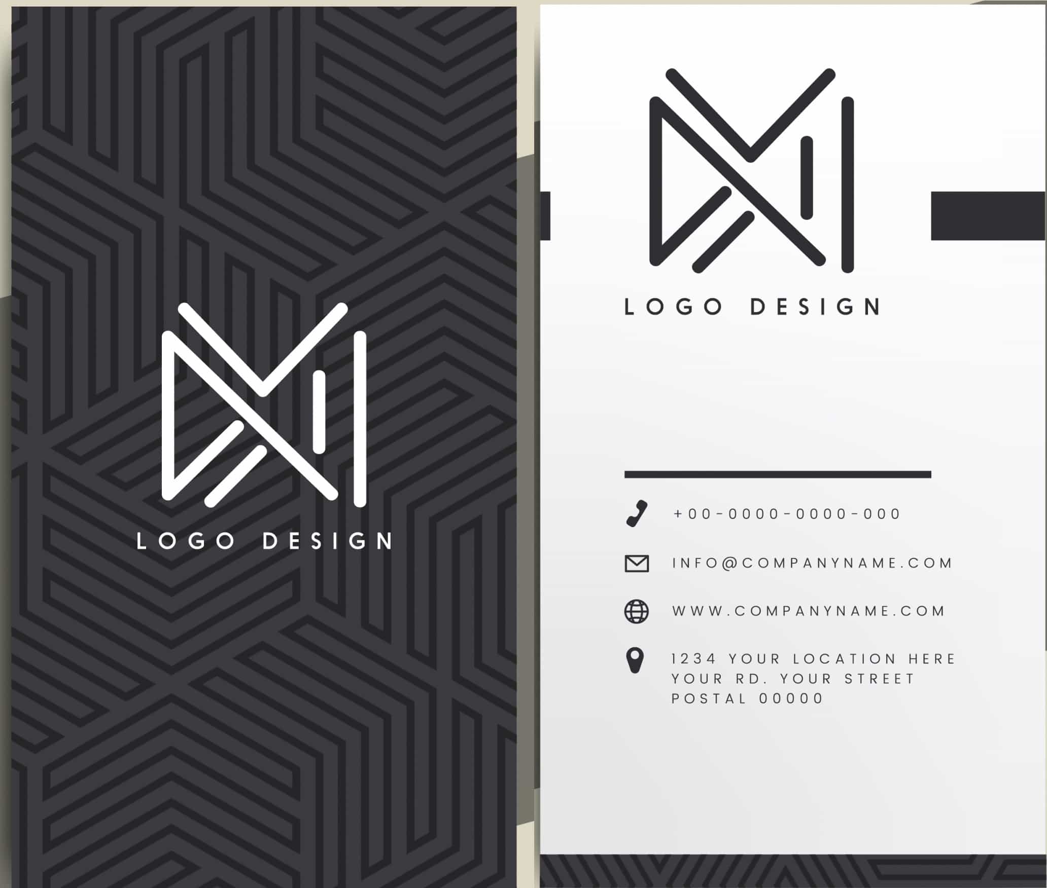 Business Card Templates Contrast Design Abstract Lines Logotypes Vector File