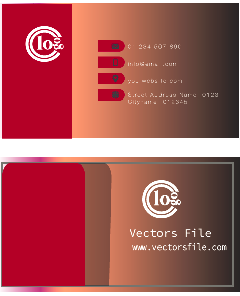 Business Card Templates Dark Red Flat Decor Vector File
