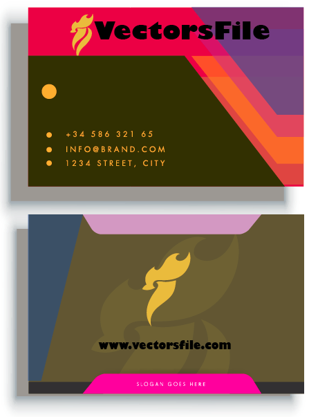 Business Card Templates Elegant Dark Bright Rooster Logotype Vector File