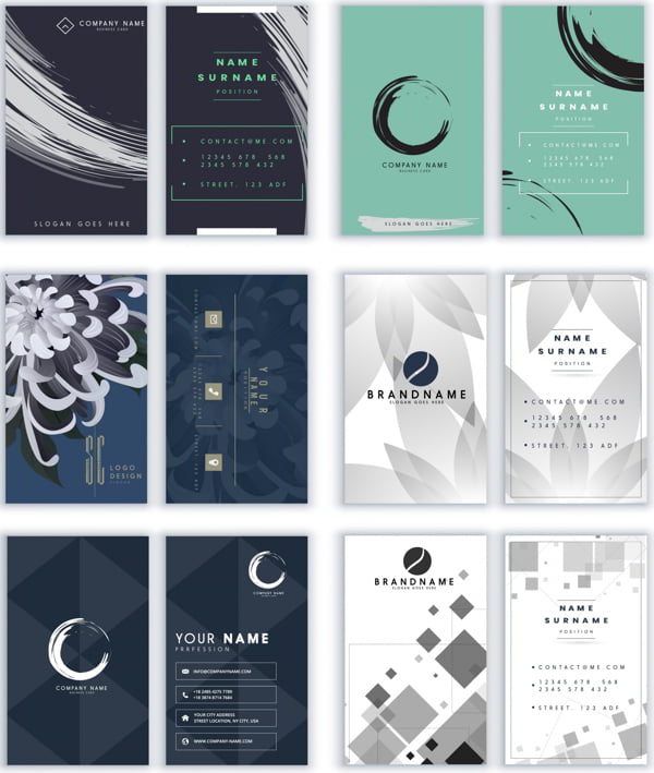 Business Cards Templates Floral Geometric Abstract Decor Free Vector