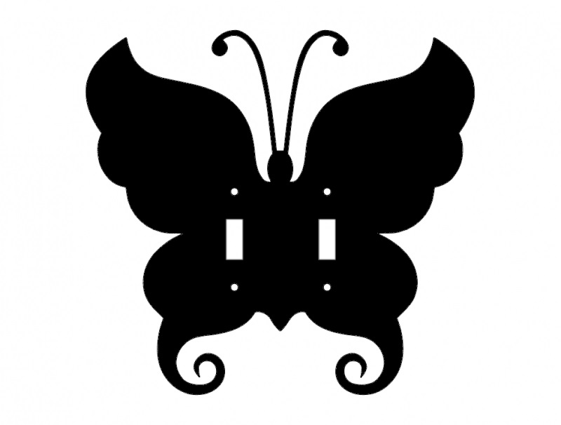 Butterfly 2 Switch Plate Free DXF Vectors File