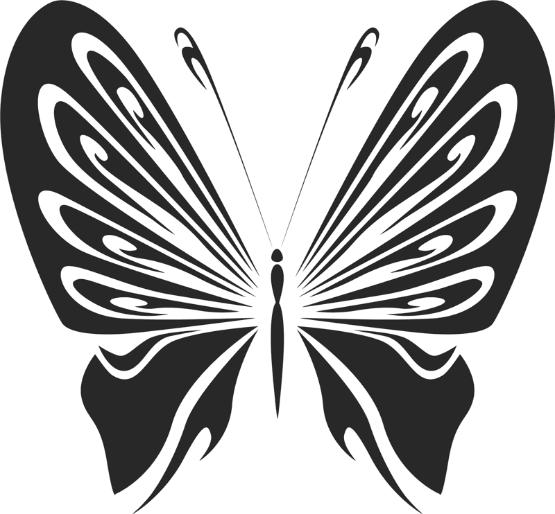 Butterfly Doodle Vector Art Free DXF Vectors File