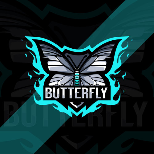 Butterfly Esport with Logo Free Vector