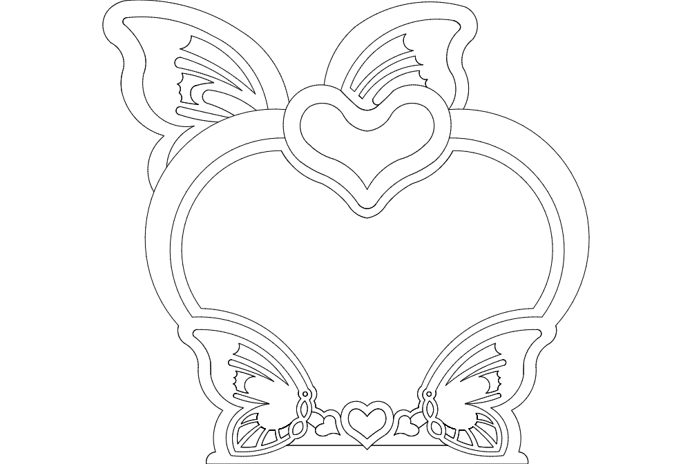 Butterfly Heart Design Free DXF Vectors File