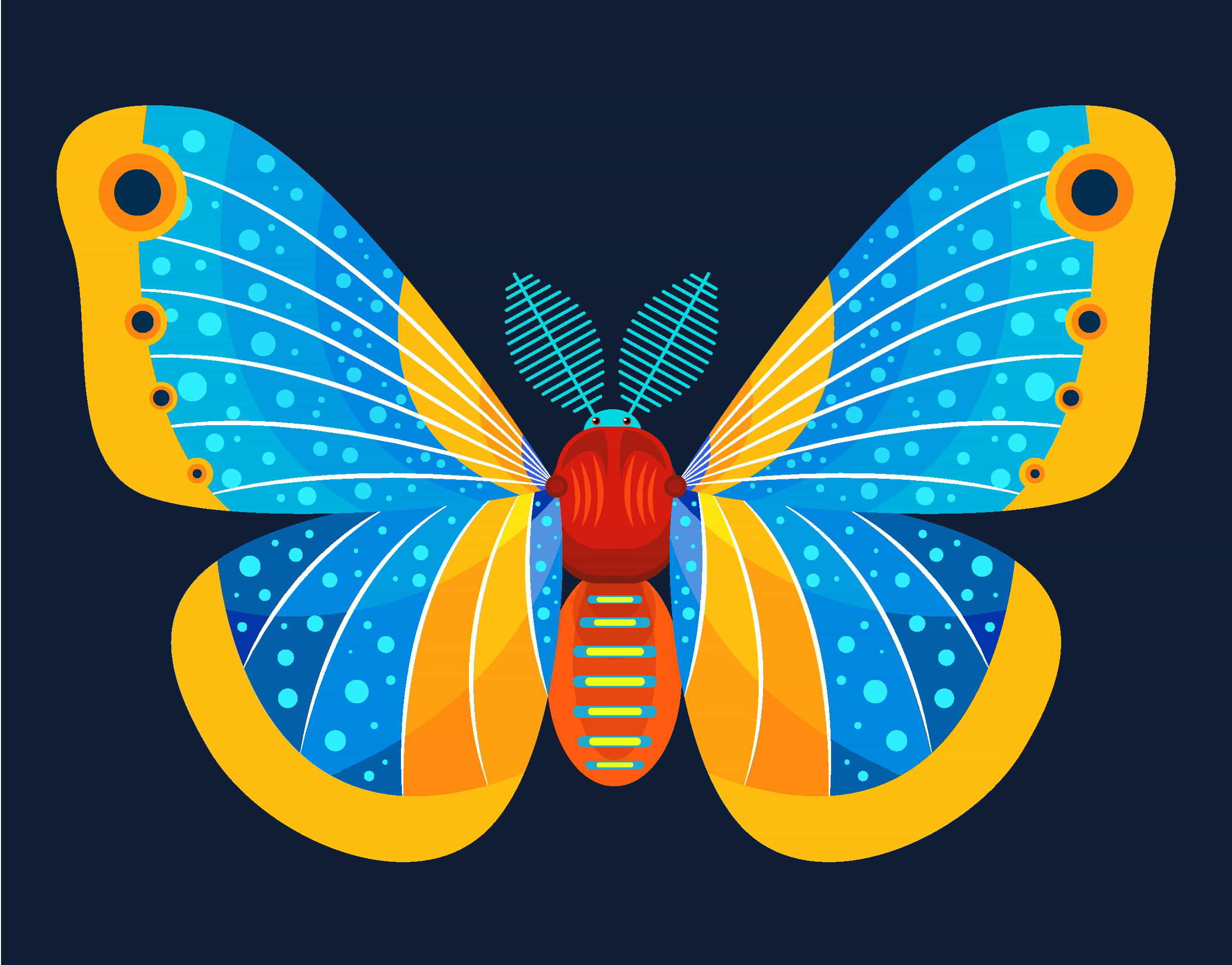 Butterfly Insect Icon Colorful Free Vector