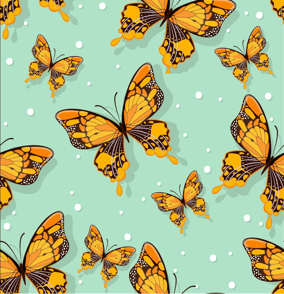 Butterfly Pattern Dark Colorful Repeating Icons Sketch Free Vector