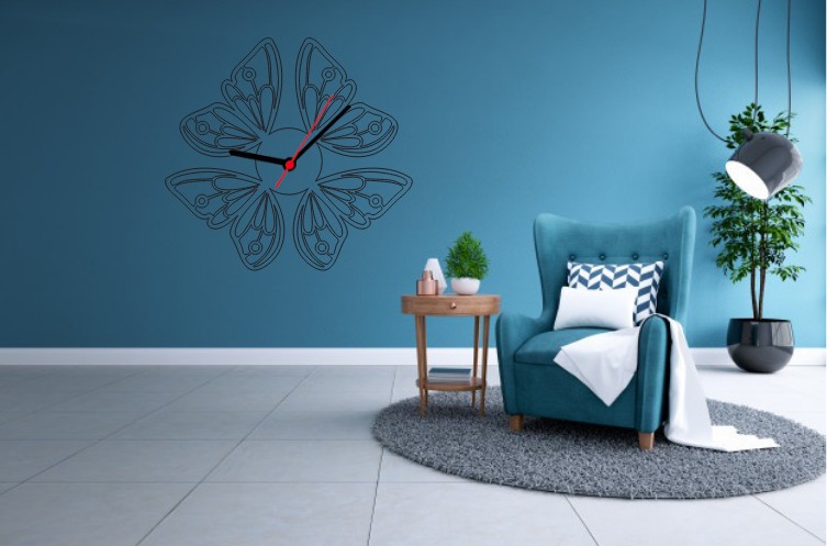 Butterfly Wall Clock Design CDR, DXF, PDF Vector File