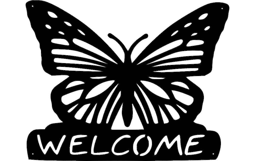 butterfly welcome Free DXF Vectors File