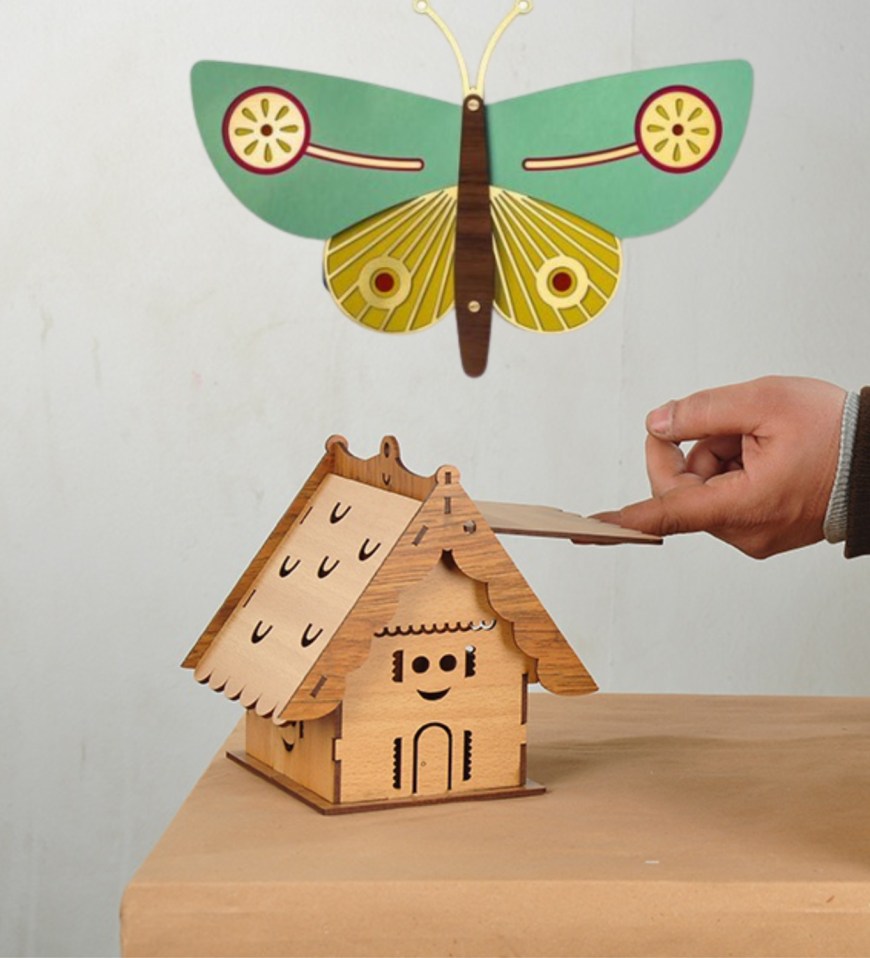 Butterfly Wood House Laser Cut Puzzle CDR File