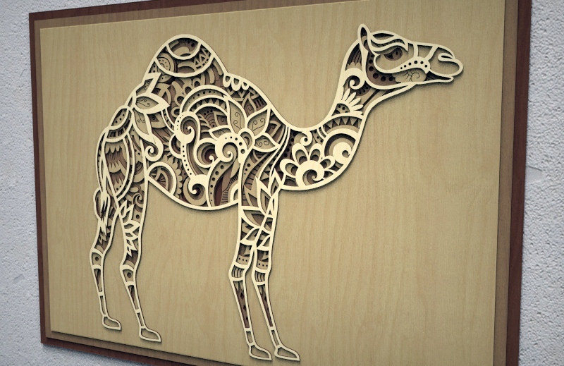 Camel 3D Multi Layer Wall Art Laser Cut Free CDR File