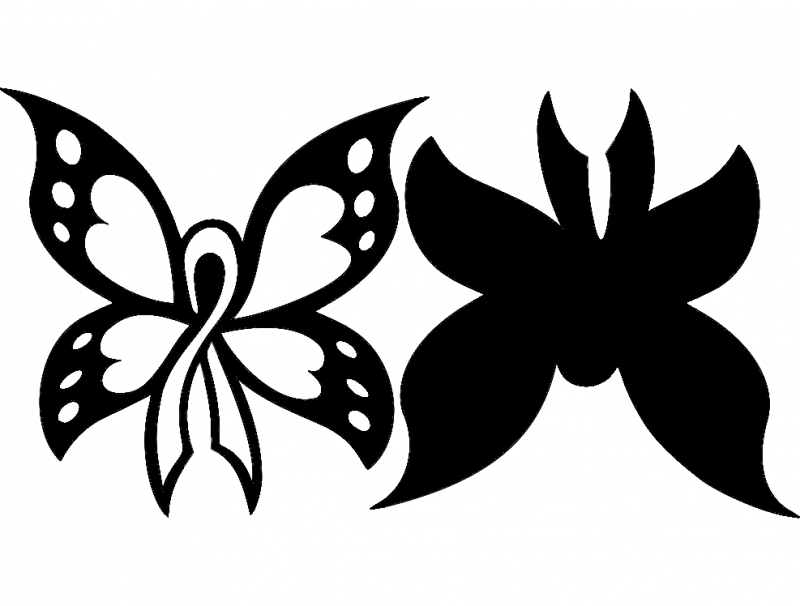 Cancer Butterfly 2pc 12×12 Free DXF Vectors File