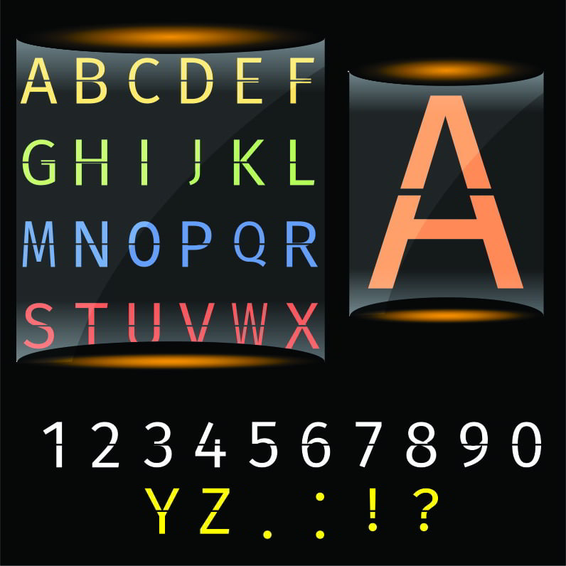 Capital Text Alphabet with Numbers CDR File