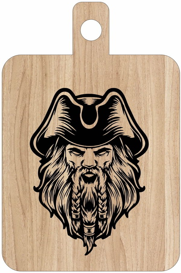 Captain Pirates Laser Engraving Design on Cutting Board CDR File