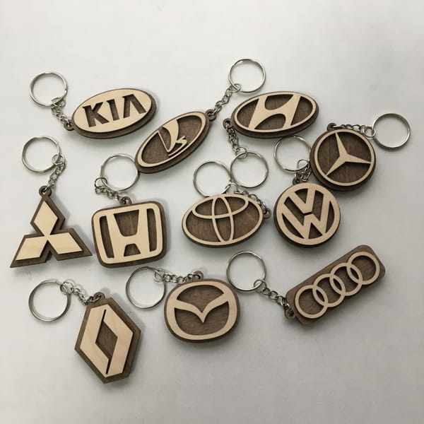 Car Logo Keychains Wooden Car Key Rings Laser Cut CDR File