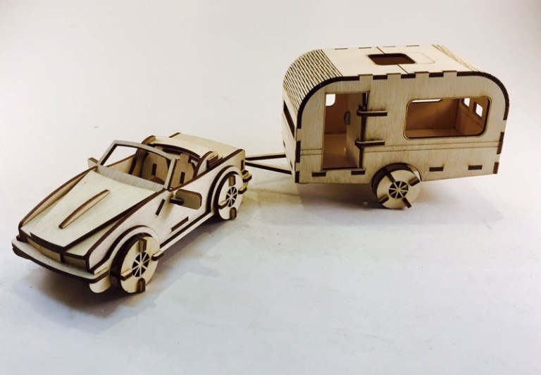 Car With Kiosk CNC Laser Cutting CDR File