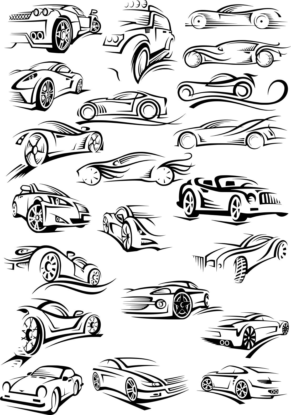 Cars Silhouette Stickers Free CDR Vectors File