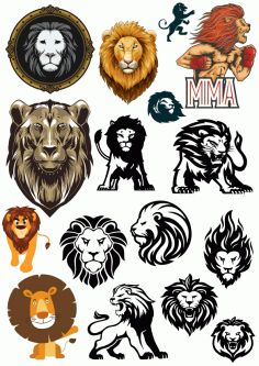 Cartoon Lion Silhouette Tattoo Print Design CDR Vectors File