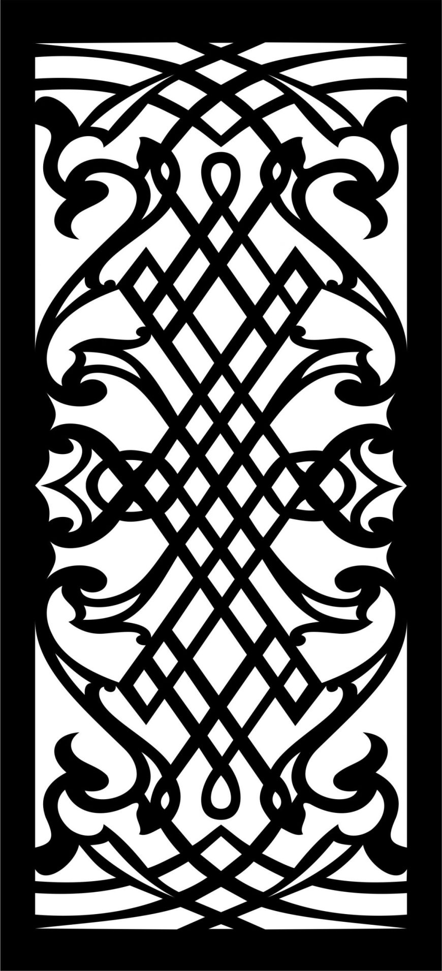 Carved Screen Grill Partition Design DXF File