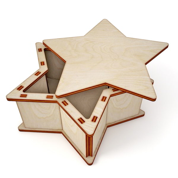 Carved Wooden Star Box CDR File