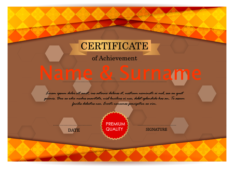 Certificate Achievement Design with Bokeh Background Vector File