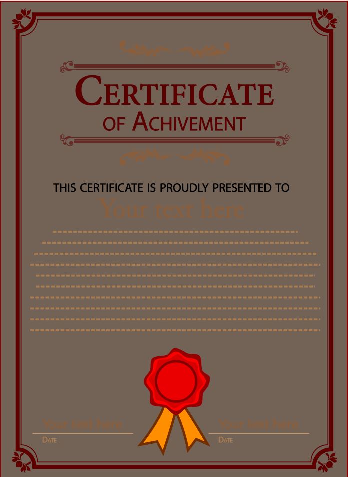 Certificate of Achievement Vector File