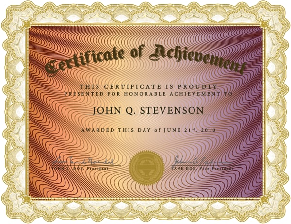 Certificate of Achievement Cover Template Design Free Vector