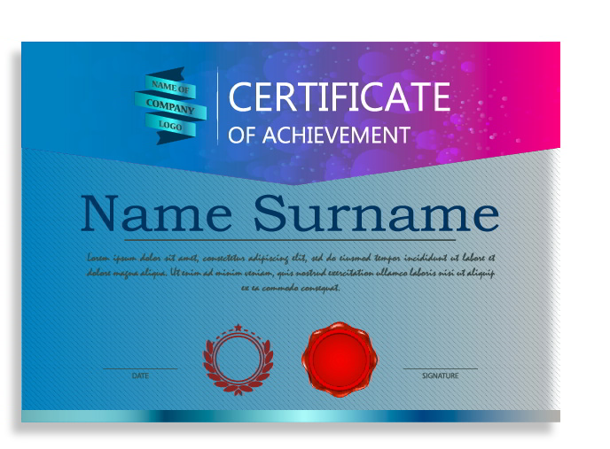 Certificate of Achievement Design with Modern Style Vector File
