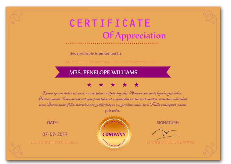 Certificate of Achievement Yellow Background Illustration Vector File