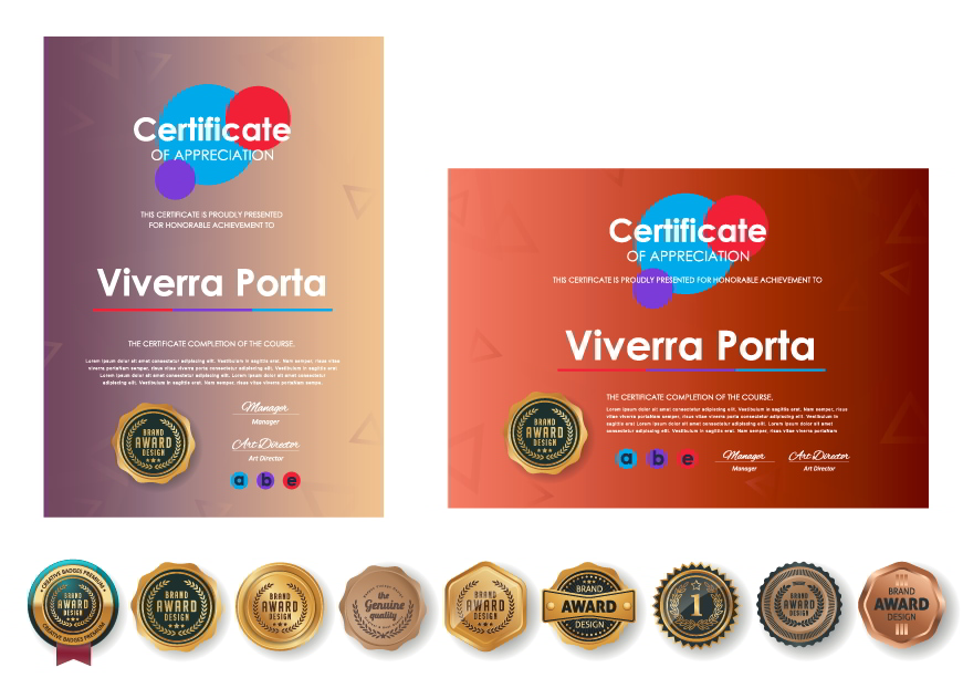Certificate of Appreciation Template With Luxury Premium Badges Design Illustrator Vector File